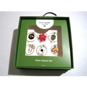 New KATE SPADE NEW YORK X TARGET Wine Charm Set 6 Pc. Bow Flower Strawberry NIB